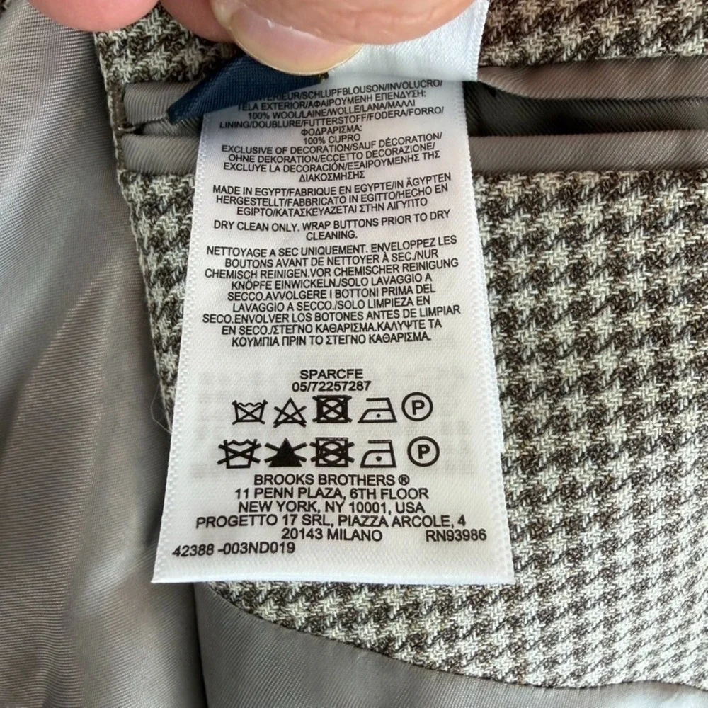 BROOKS BROTHERS Classic Blazer Sport Coat Brown Houndstooth Men 44R NWOT‎ $495